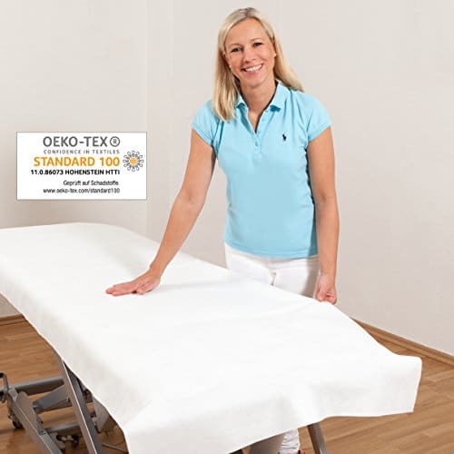 Massageliege Original Dr. Güstel Waschfaserlaken ® ACTIV 5 Stk. 120x210cm weiß 300x waschbar Vlieslaken Auflage für Massageliegen OEKO-TEX® geprüft - 3